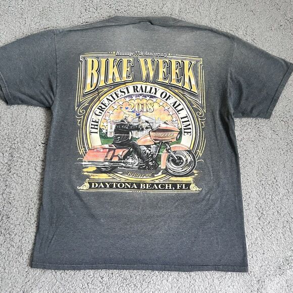 Daytona Beach Men’s Tee Shirt Large 2018 77th Annual Bike Week Fruit Of The Loom - Picture 13 of 16